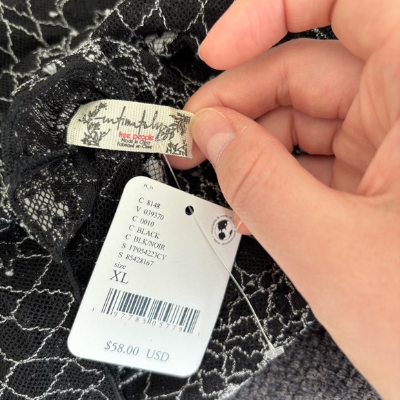 Free People French Kiss Layering Top in black floral lace - Picture 4 of 5